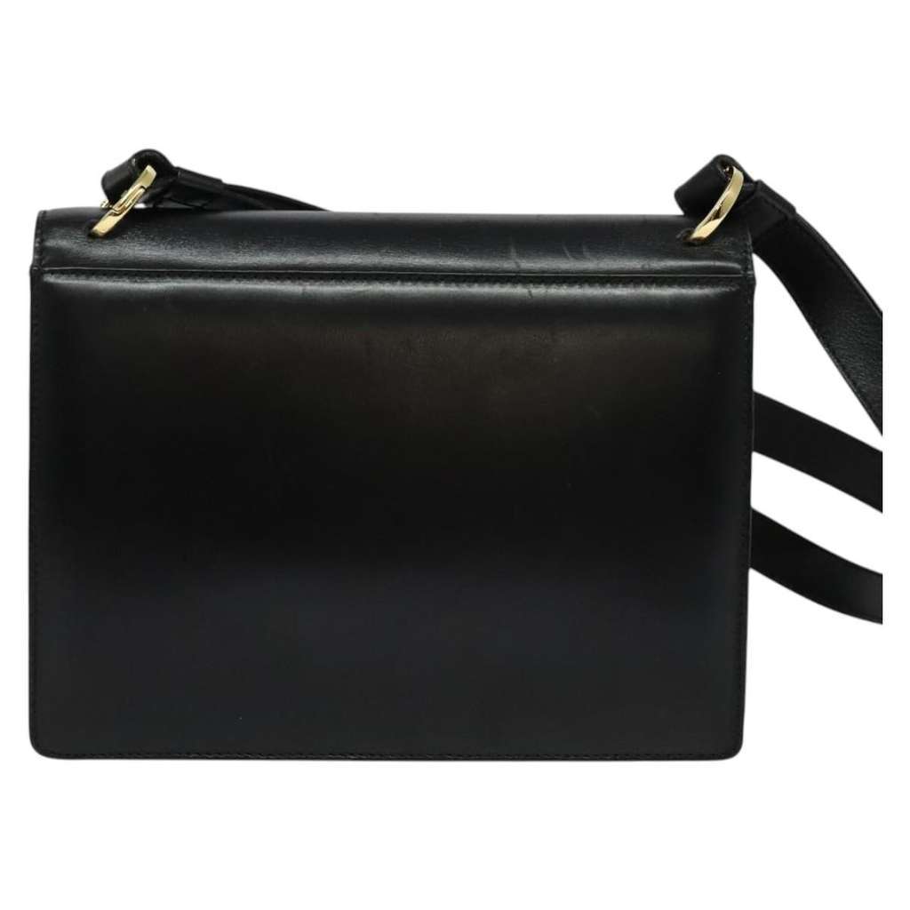 Salvatore Ferragamo Gancini Shoulder Bag Black Leather Good condition - Back View