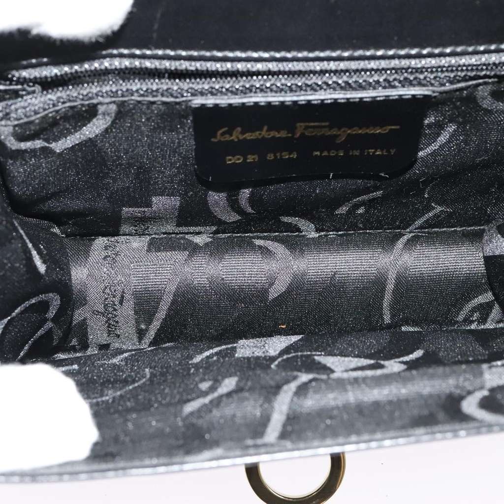 Salvatore Ferragamo Gancini Shoulder Bag Black Leather Good condition - Box View