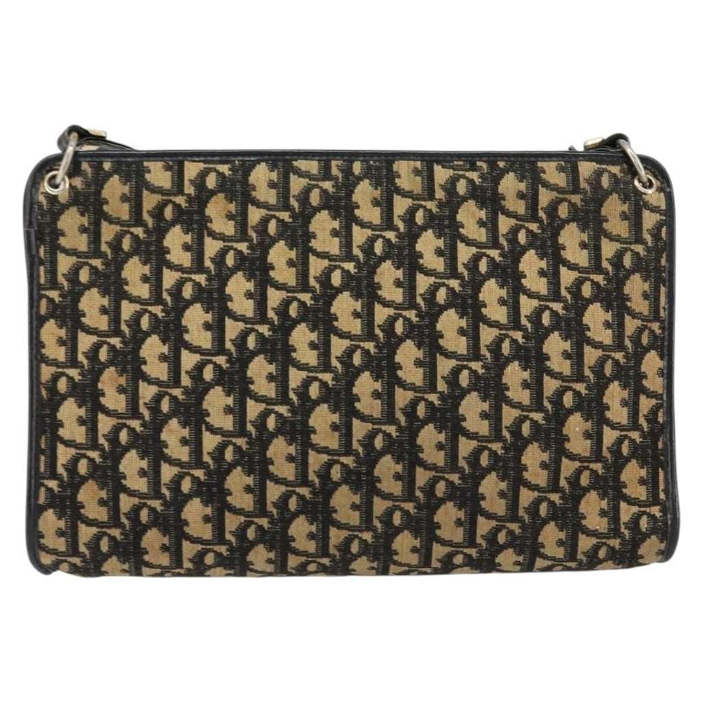 Christian Dior Vintage Trotter Shoulder Bag Navy Canvas Good condition - Back View