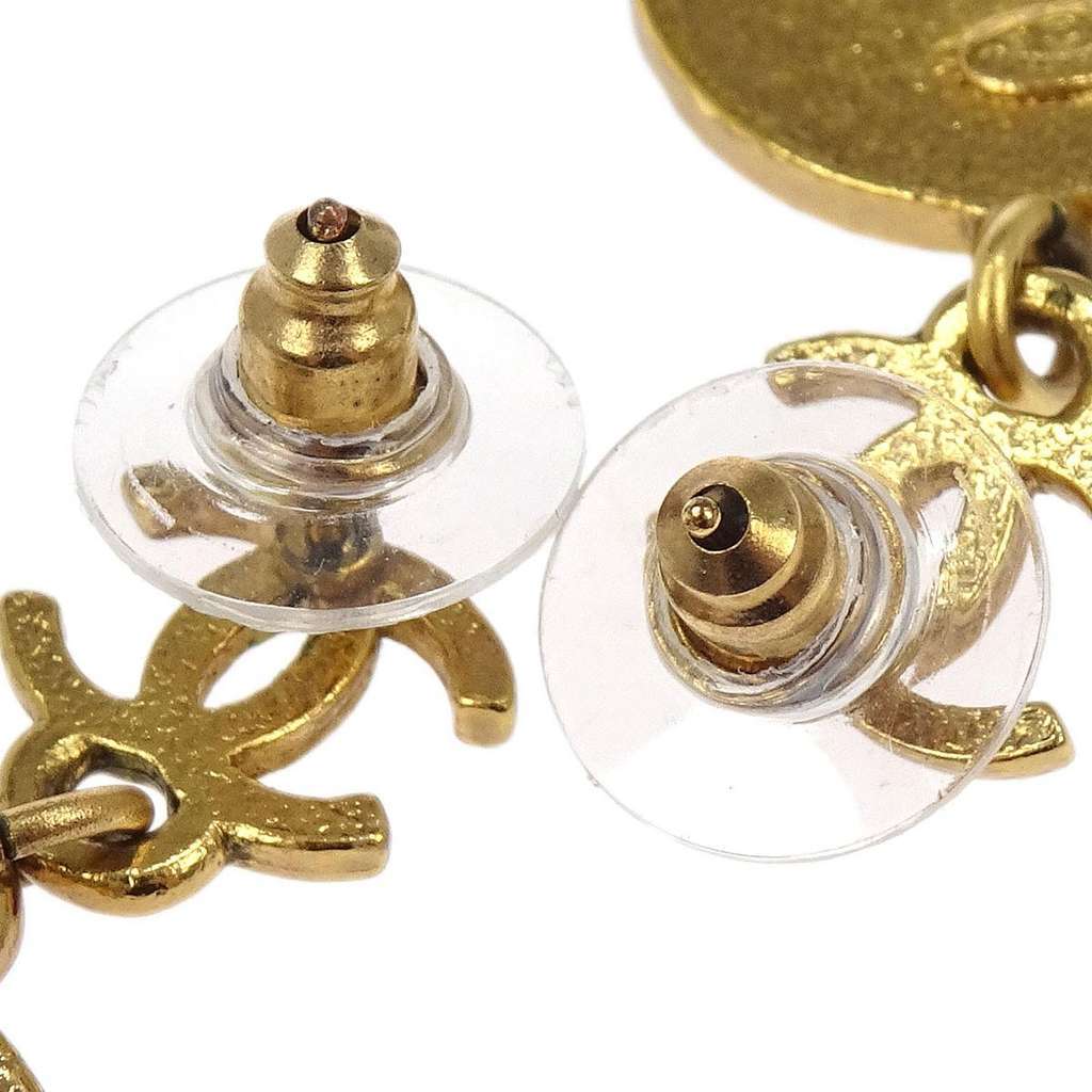 Chanel CC Star Round Drop Earrings Gold Good condition - Inside View