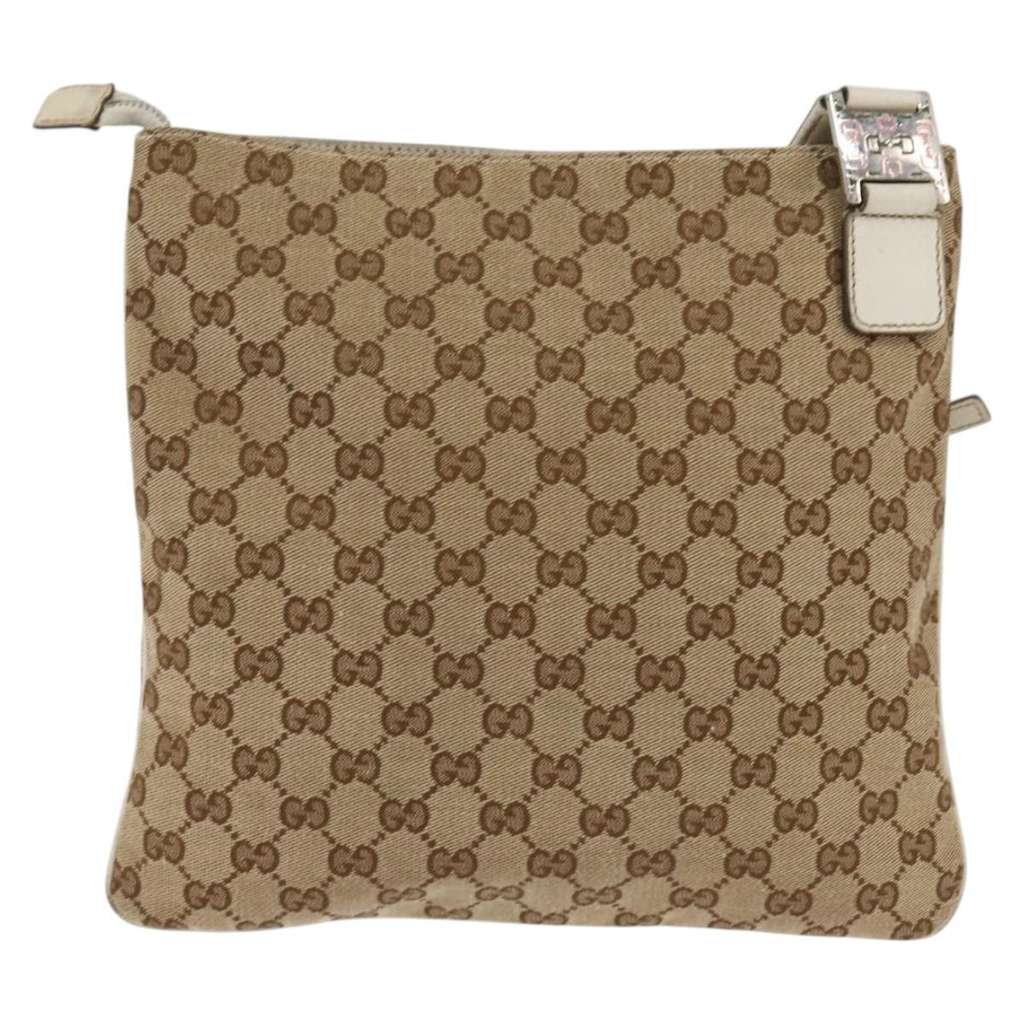 Gucci Flat Messenger Bag Beige Canvas Good condition - Back View