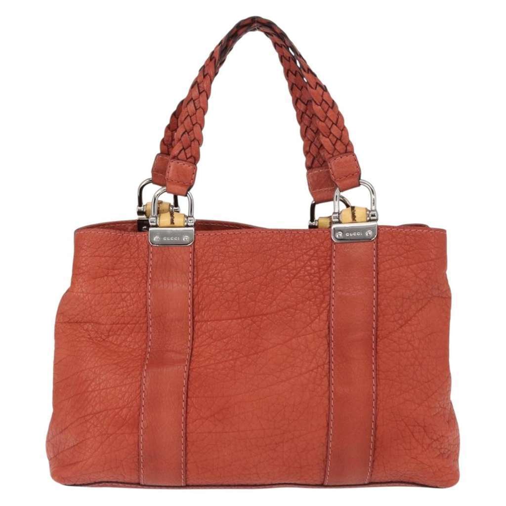 Gucci Vintage Bamboo Handle Bag Red Leather Good condition - Back View