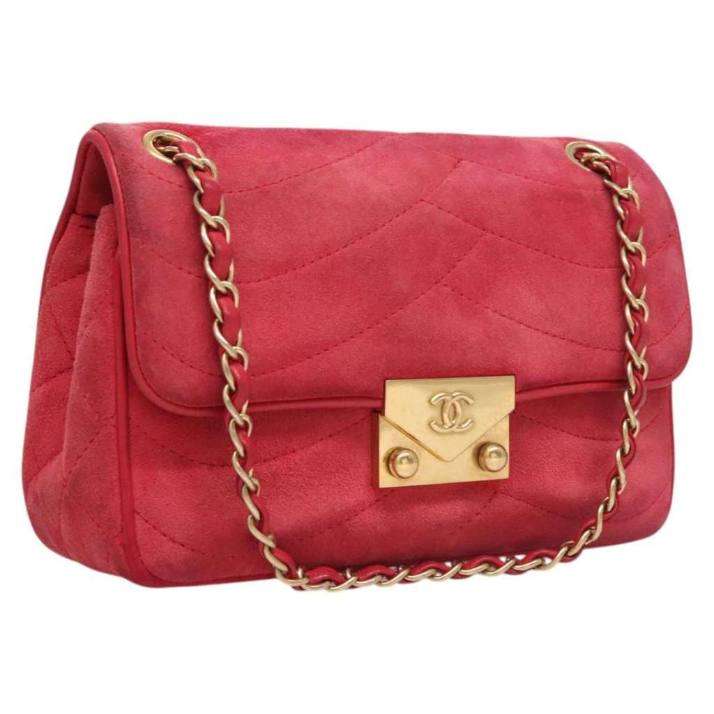 Chanel Pagoda Flap Bag Pink Suede Good condition - Back View