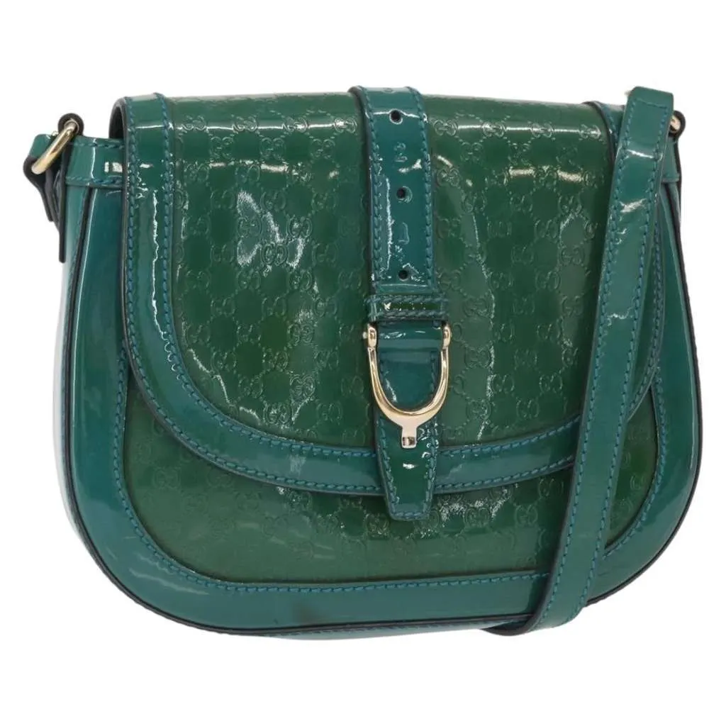 Gucci Vintage Flap Shoulder Bag Turquoise Good - Front View