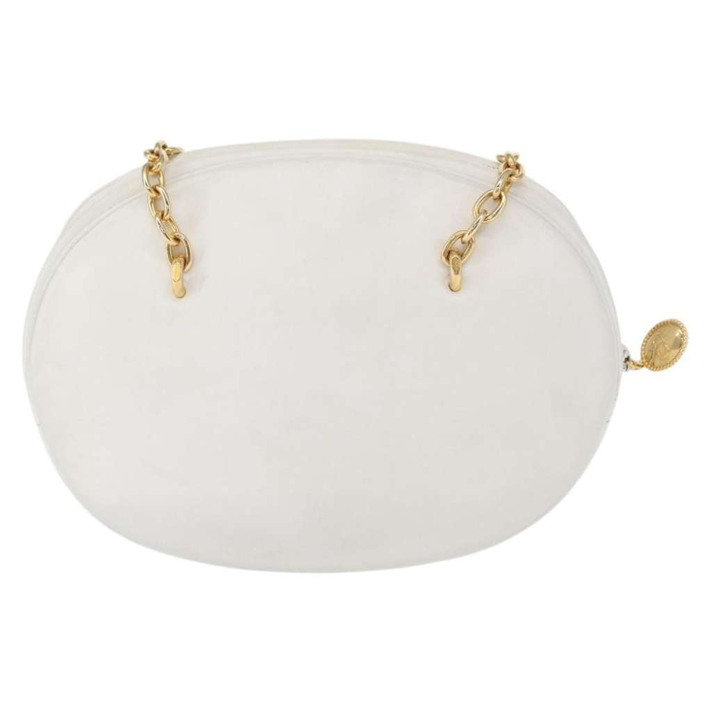 Christian Dior Vintage Zip Shoulder Bag White Leather Good condition - Back View