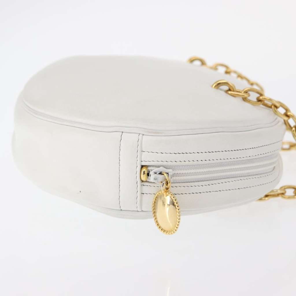 Christian Dior Vintage Zip Shoulder Bag White Leather Good condition - Inside View