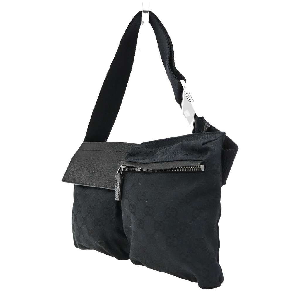 Gucci Vintage Double Belt Bag Black Canvas Fair condition - Inside View