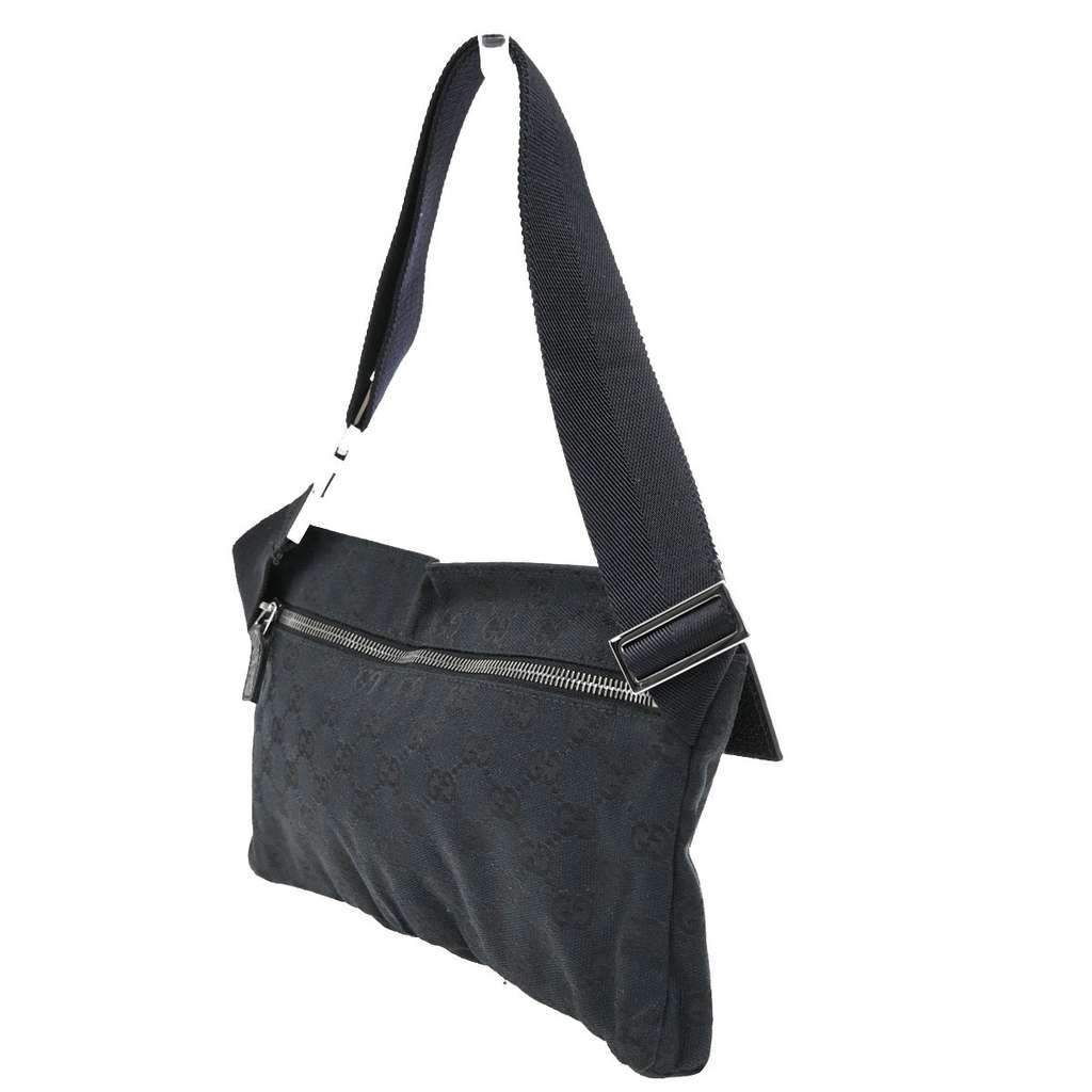 Gucci Vintage Double Belt Bag Black Canvas Fair condition - Model View