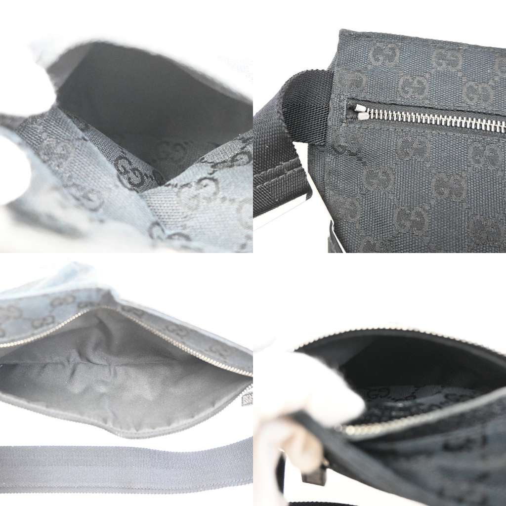 Gucci Vintage Double Belt Bag Black Canvas Fair condition - Box View