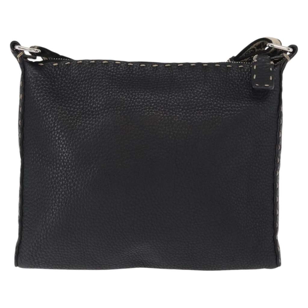 Fendi Vintage Selleria Zip Messenger Bag Black Leather Good condition - Back View