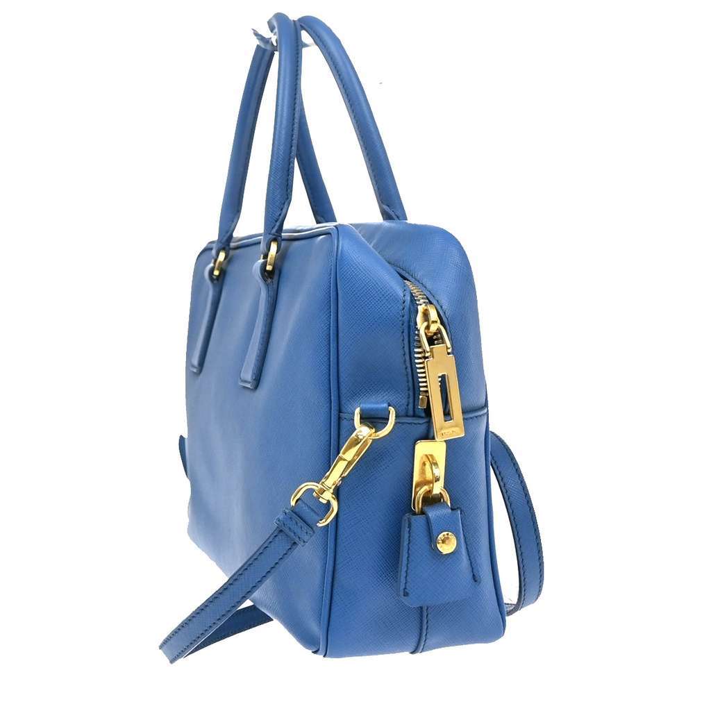 Prada Bauletto Bag Blue Leather Good condition - Model View