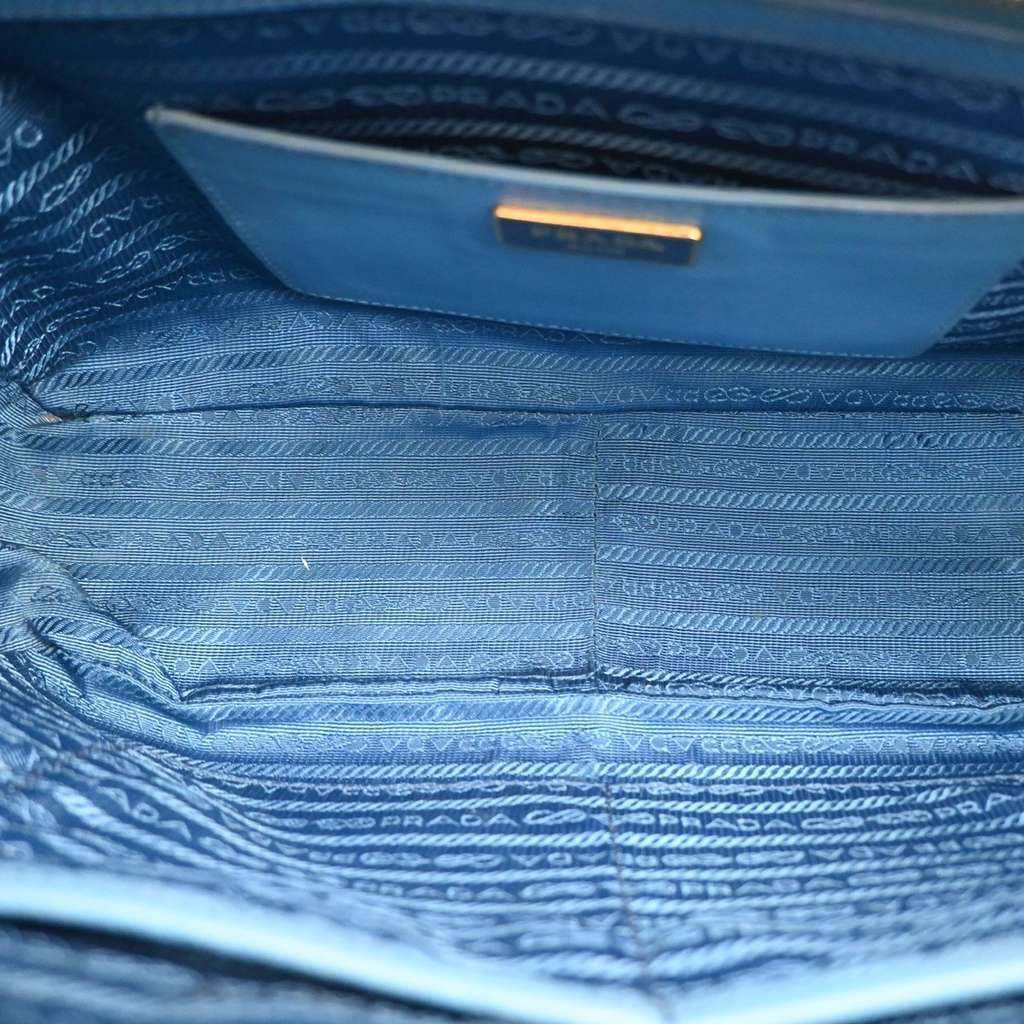 Prada Bauletto Bag Blue Leather Good condition - Box View