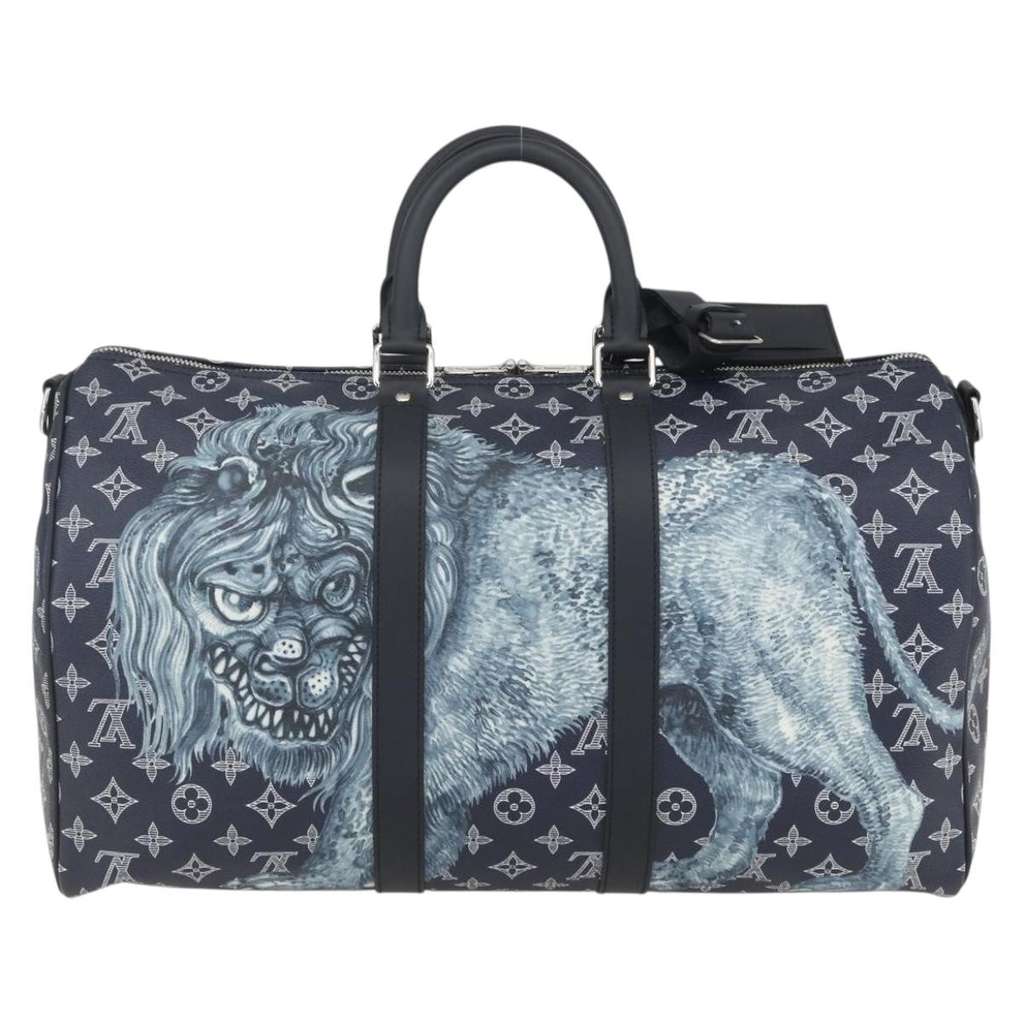 Louis Vuitton Keepall Bandouliere Bag Navy Canvas Very good condition - Back View