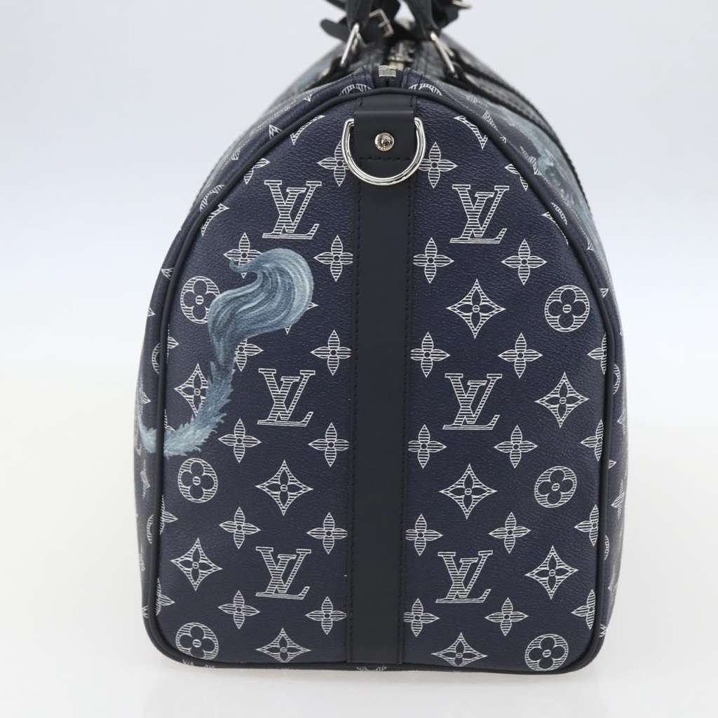 Louis Vuitton Keepall Bandouliere Bag Navy Canvas Very good condition - Model View