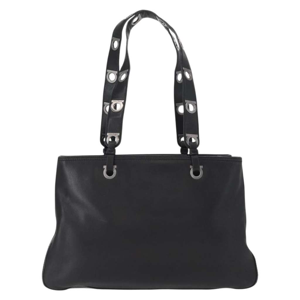 Salvatore Ferragamo Gancini Tote Black Leather Good condition - Back View