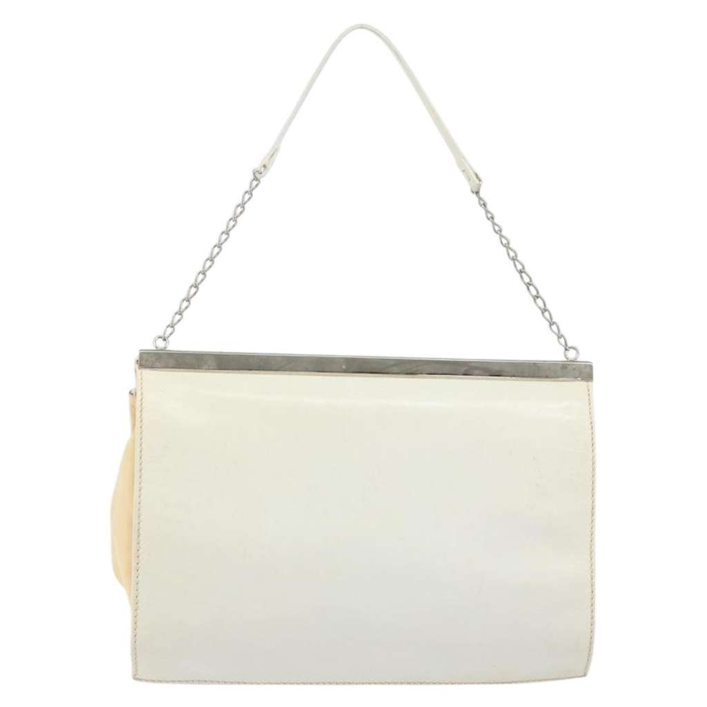 Prada Vintage Shoulder Bag White Leather Good condition - Back View