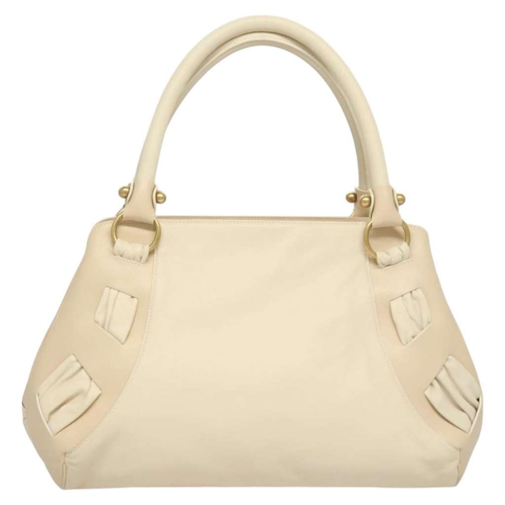 Salvatore Ferragamo Gancini Shoulder Bag Beige Leather Good condition - Back View