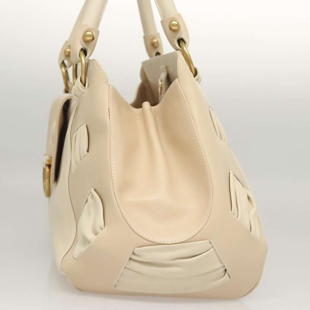 Salvatore Ferragamo Gancini Shoulder Bag Beige Leather Good condition - Inside View
