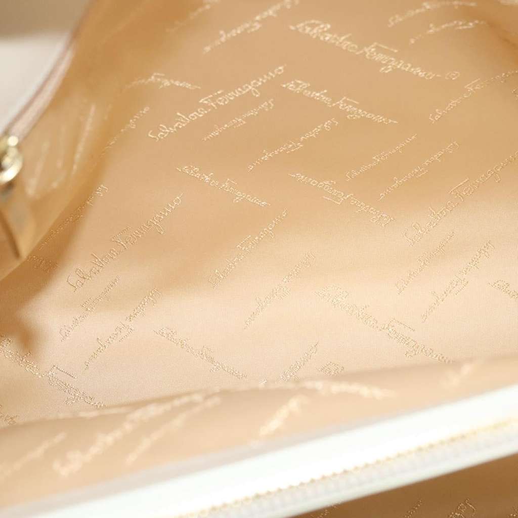Salvatore Ferragamo Gancini Shoulder Bag Beige Leather Good condition - Box View