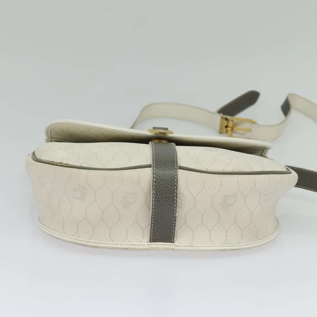 Christian Dior Vintage Honeycomb Flap Crossbody Bag White Canvas Good condition - Box View