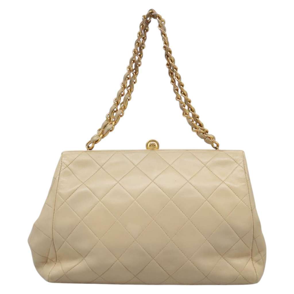 Chanel Vintage Clutch Beige Leather Good condition - Inside View