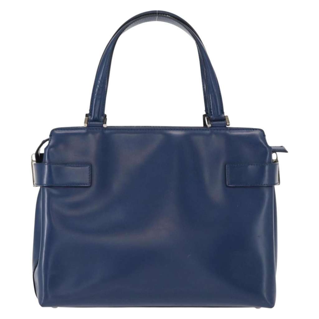 Salvatore Ferragamo Double Gancini Side Buckle Tote Blue Leather Good condition - Back View
