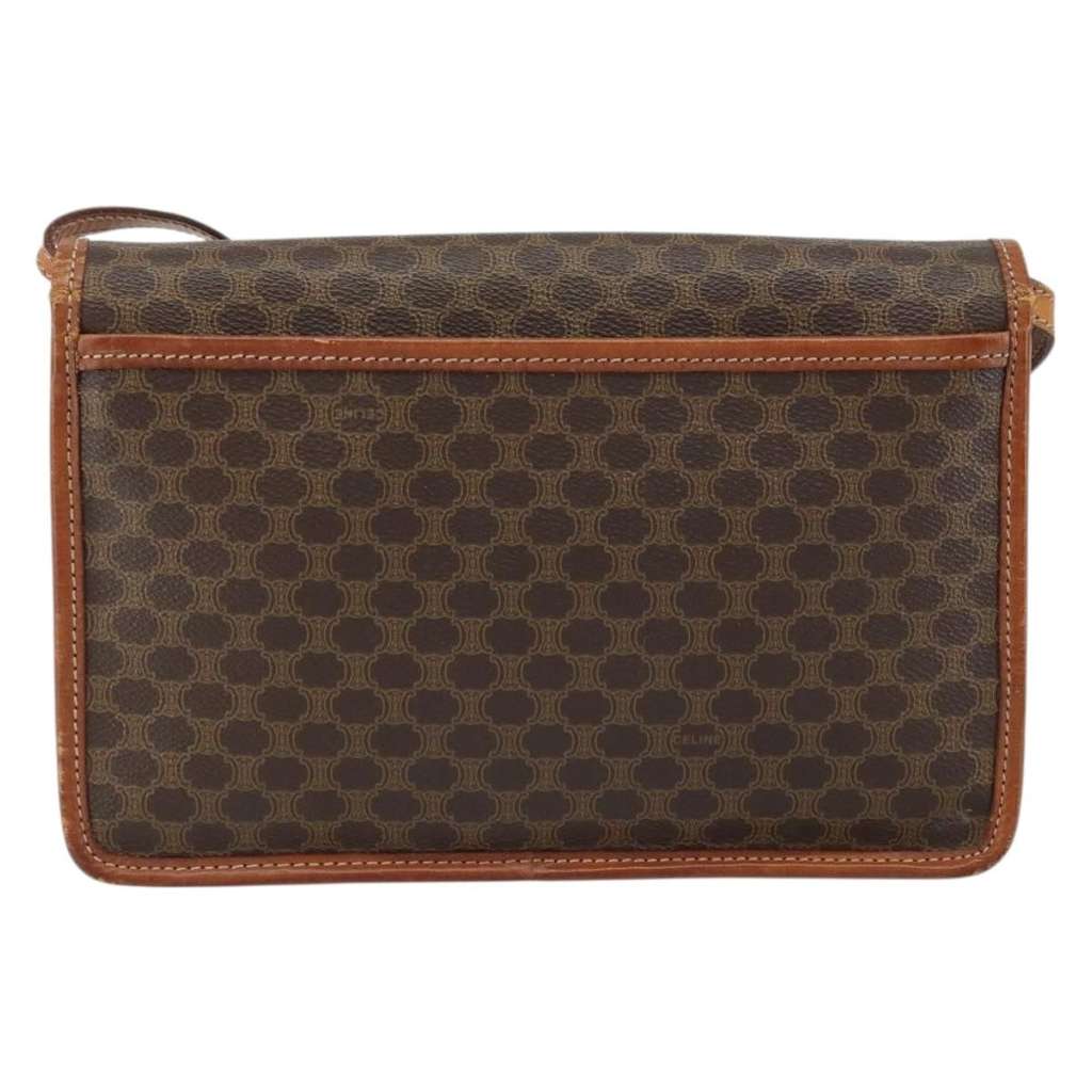 Celine Circle Logo Shoulder Bag Brown Canvas Good condition - Back View