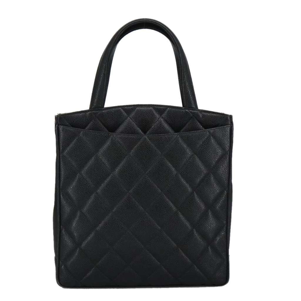 Chanel Vintage CC Lock Pocket Tote Black Leather Fair condition - Back View