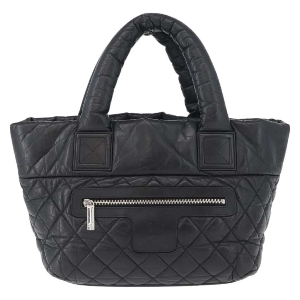Chanel Coco Cocoon Reversible Tote Black Leather Good - Front View