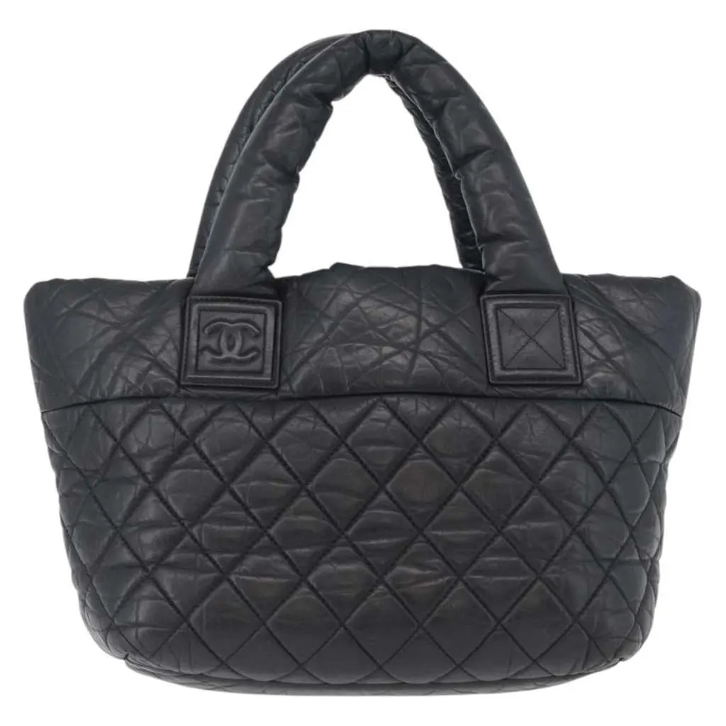 Chanel Coco Cocoon Reversible Tote Black Leather Good - Back View