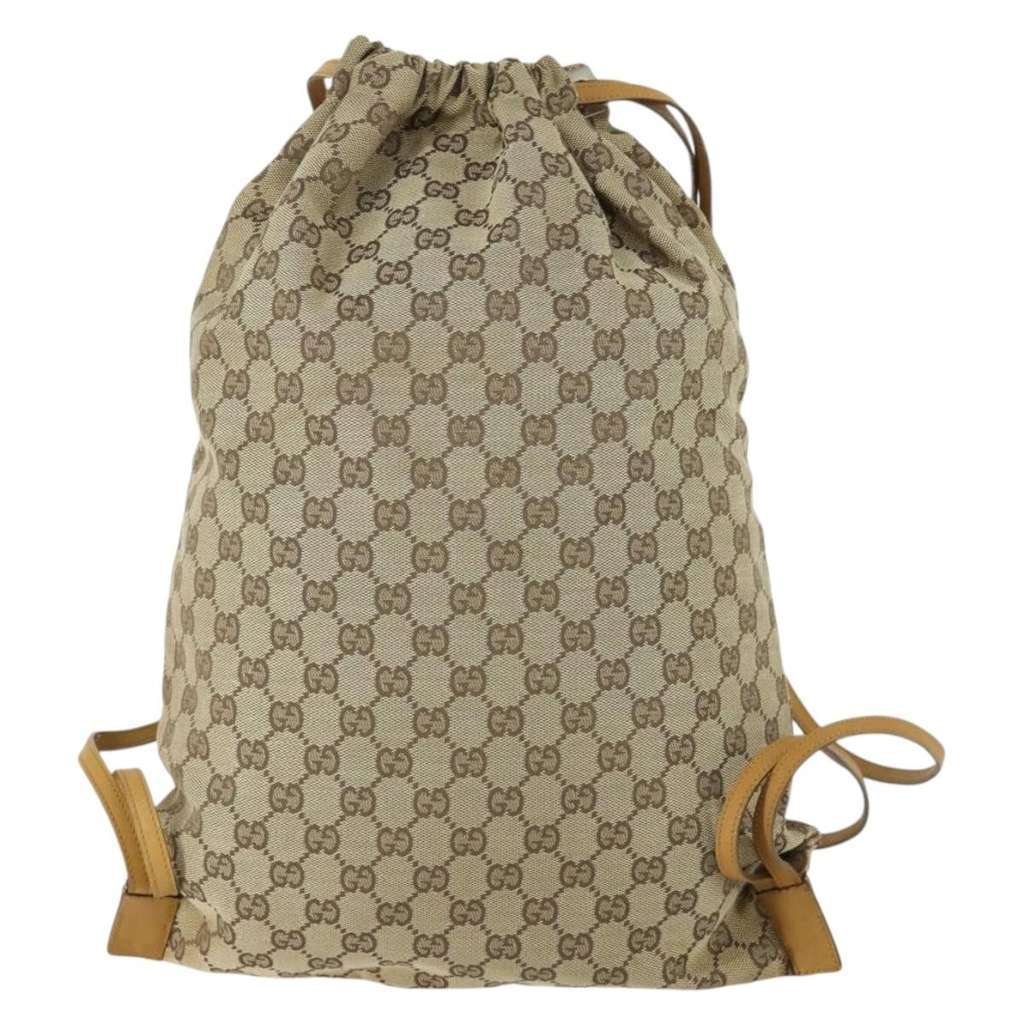 Gucci Drawstring Backpack Beige Canvas Good condition - Back View