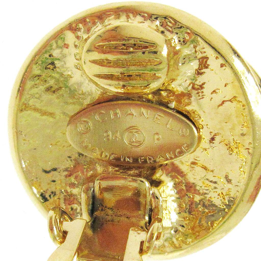 Chanel Vintage Round CC Clip-On Earrings Gold Good condition - Inside View