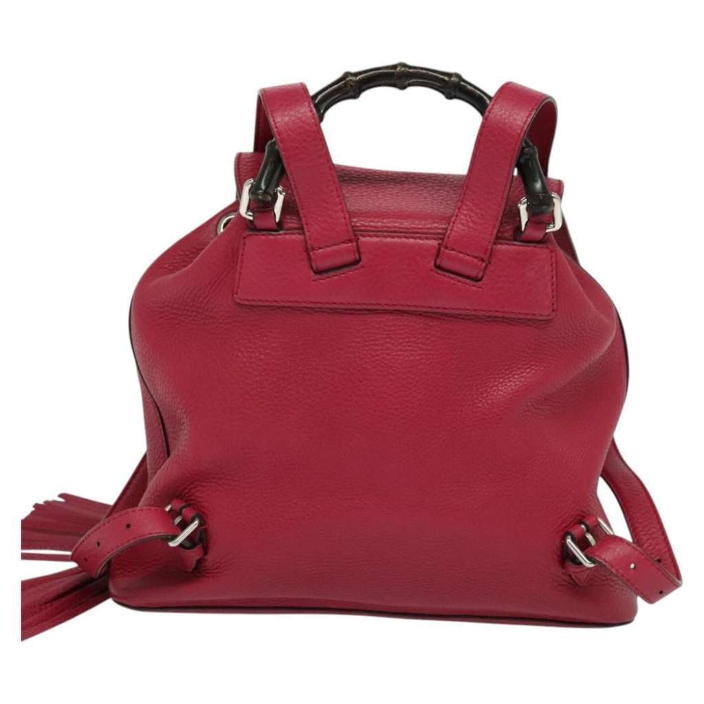 Gucci Bamboo Tassel Backpack Pink Leather Good condition - Back View