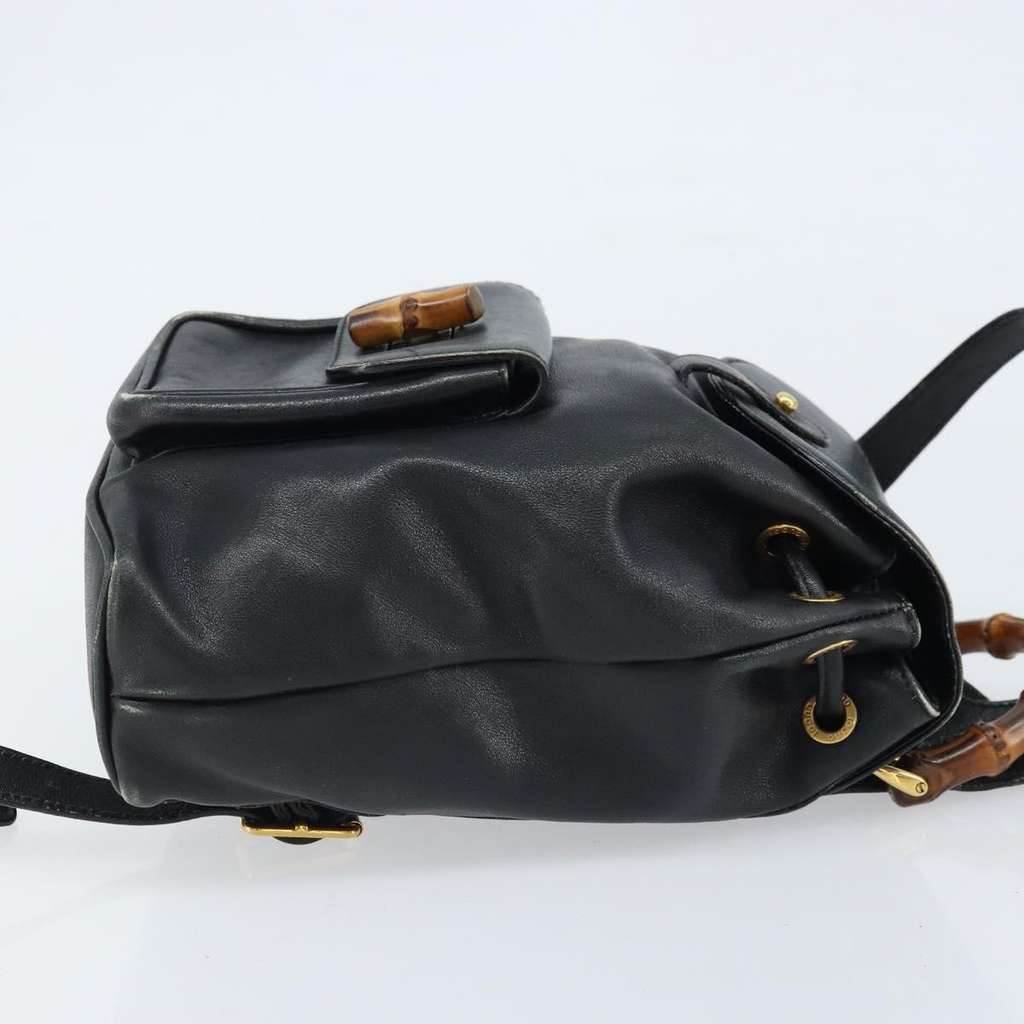 Gucci Vintage Bamboo Backpack Black Leather Fair condition - Inside View