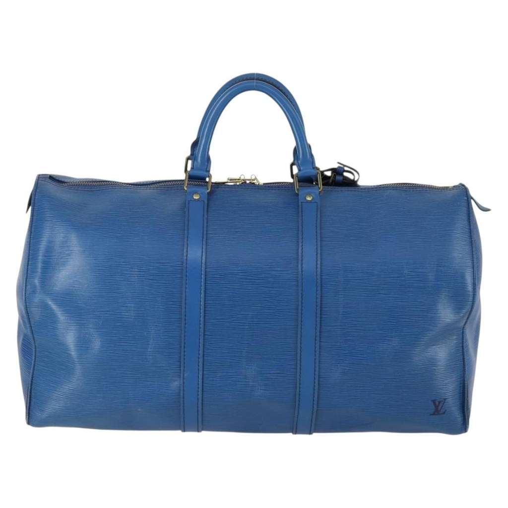 Louis Vuitton Keepall Bag Blue Leather Fair condition - Back View