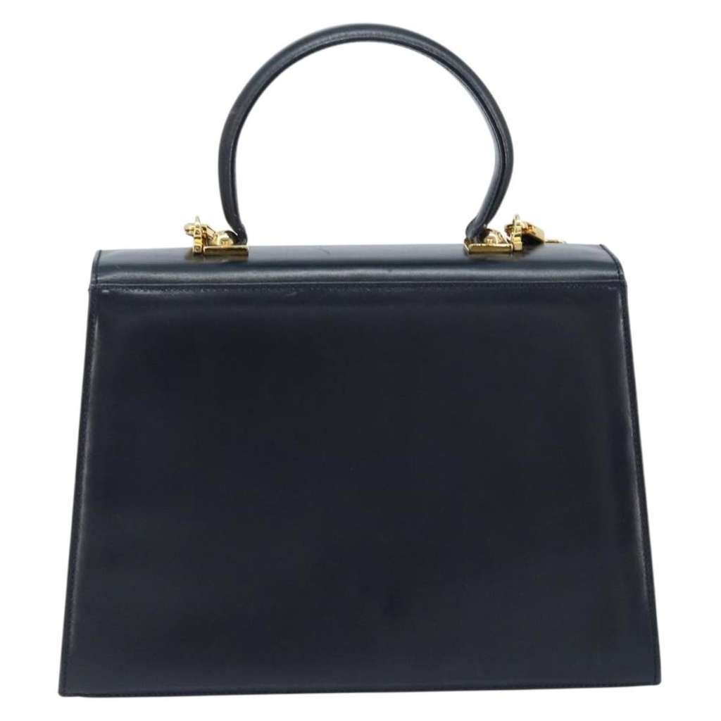 Salvatore Ferragamo Convertible Top Handle Bag Navy Leather Good condition - Back View