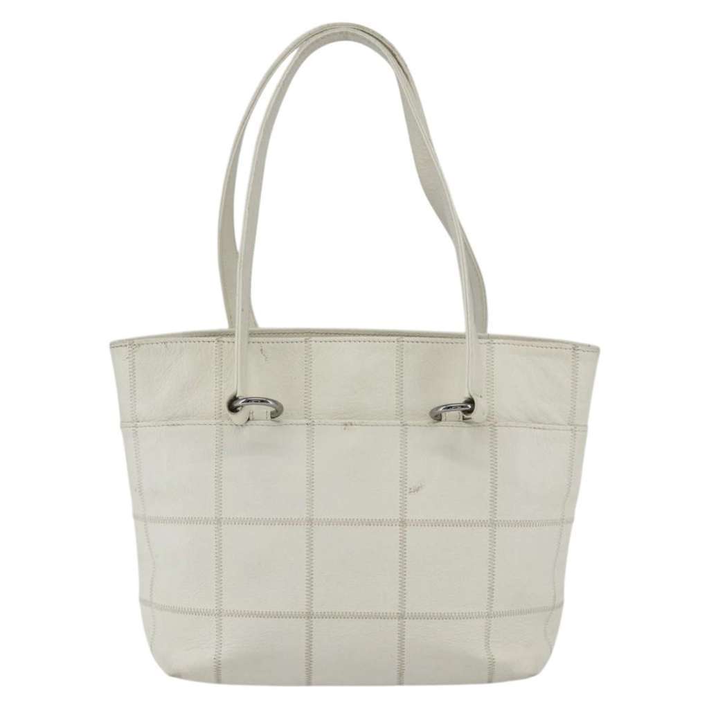 Chanel Square Stitch Tote White Leather Fair condition - Back View