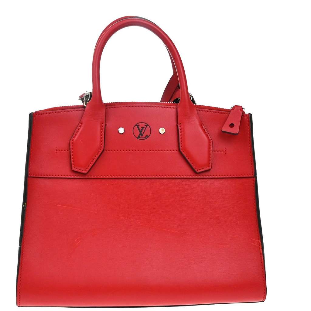 Louis Vuitton City Steamer Handbag Red Leather Good condition - Back View