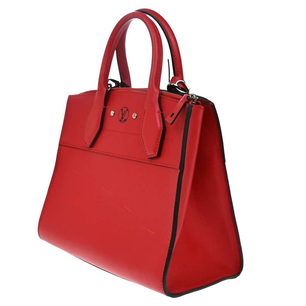 Louis Vuitton City Steamer Handbag Red Leather Good condition - Model View