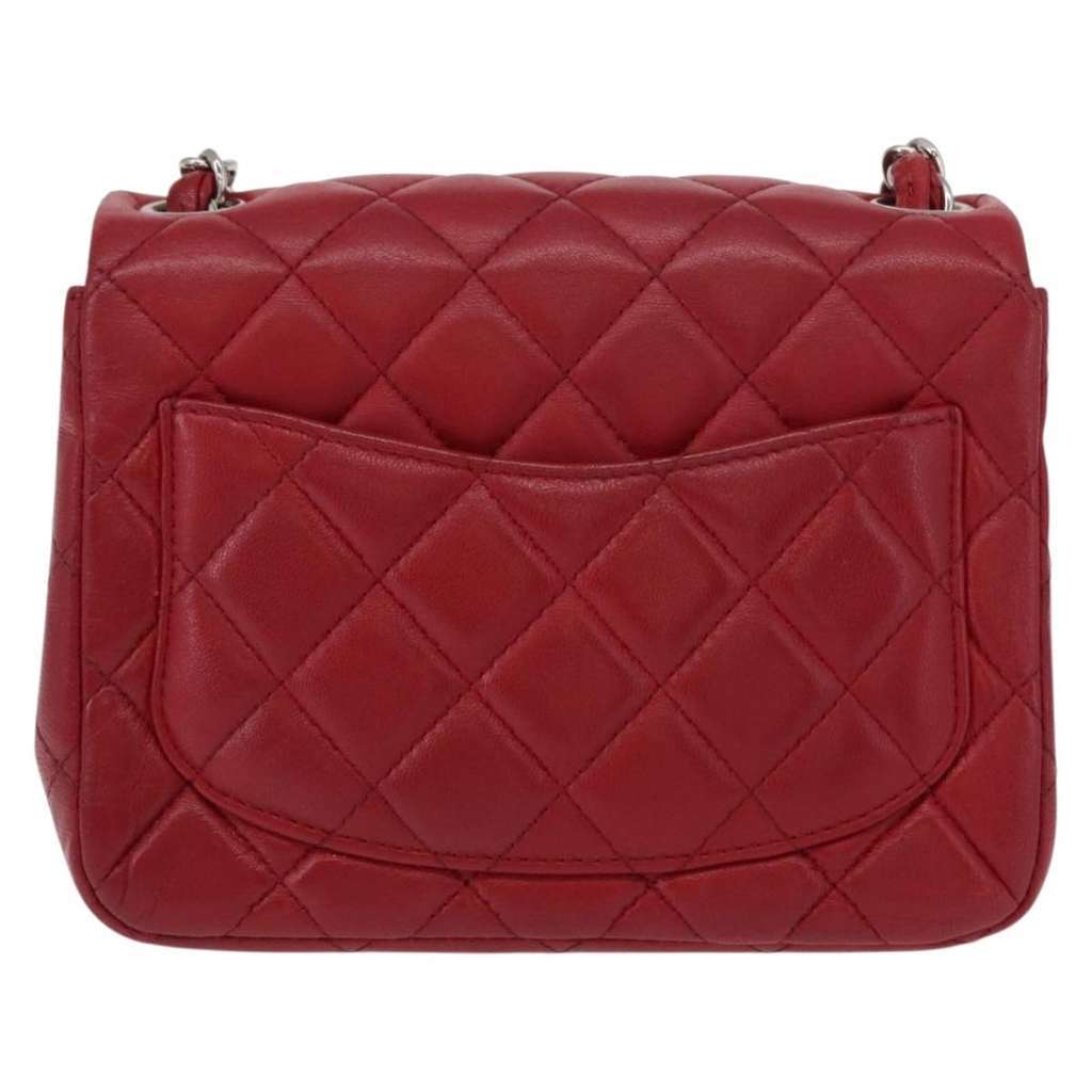 Chanel Square Classic Single Flap Bag Red Leather Good condition - Back View
