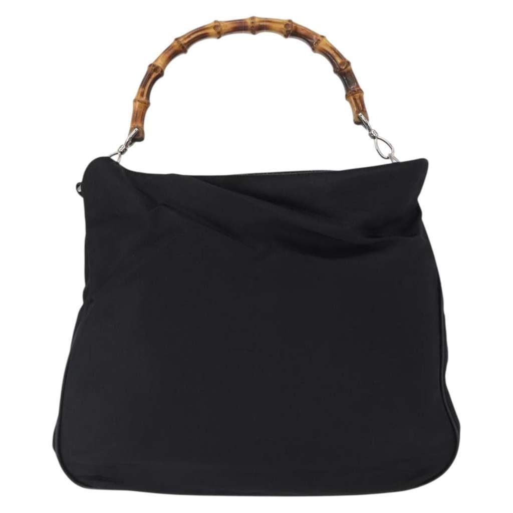 Gucci Vintage Bamboo Shoulder Bag Black Canvas Good condition - Back View