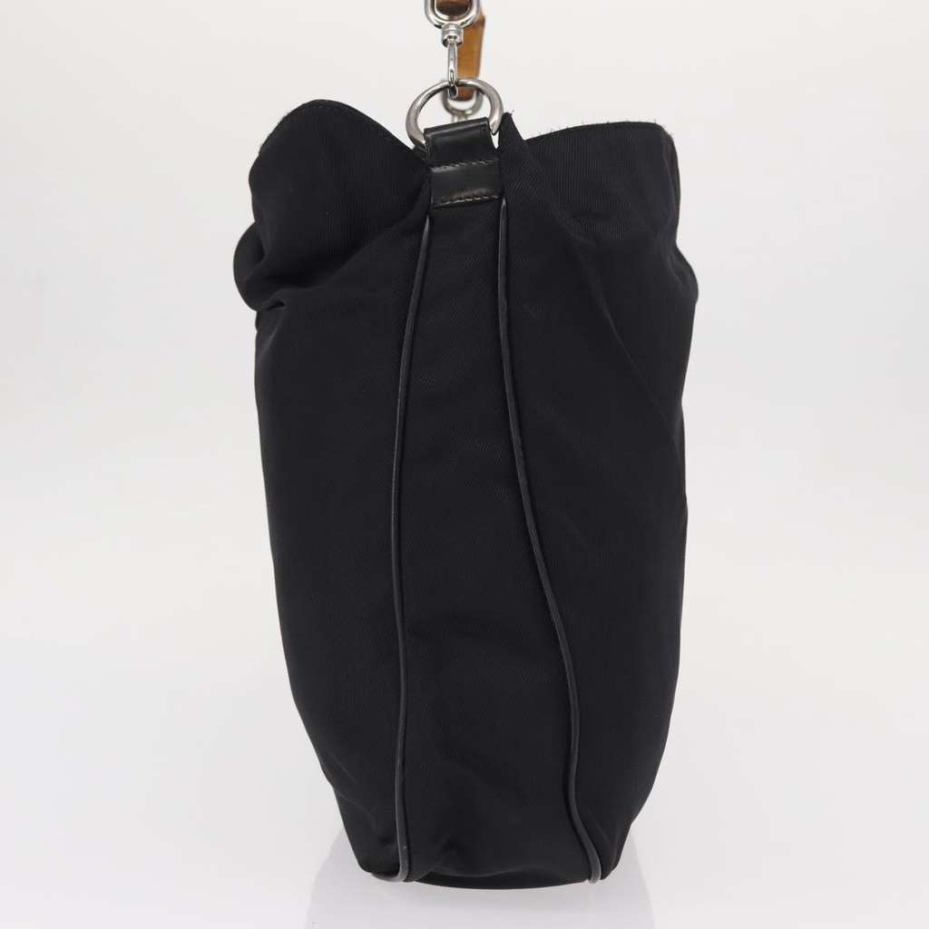 Gucci Vintage Bamboo Shoulder Bag Black Canvas Good condition - Model View