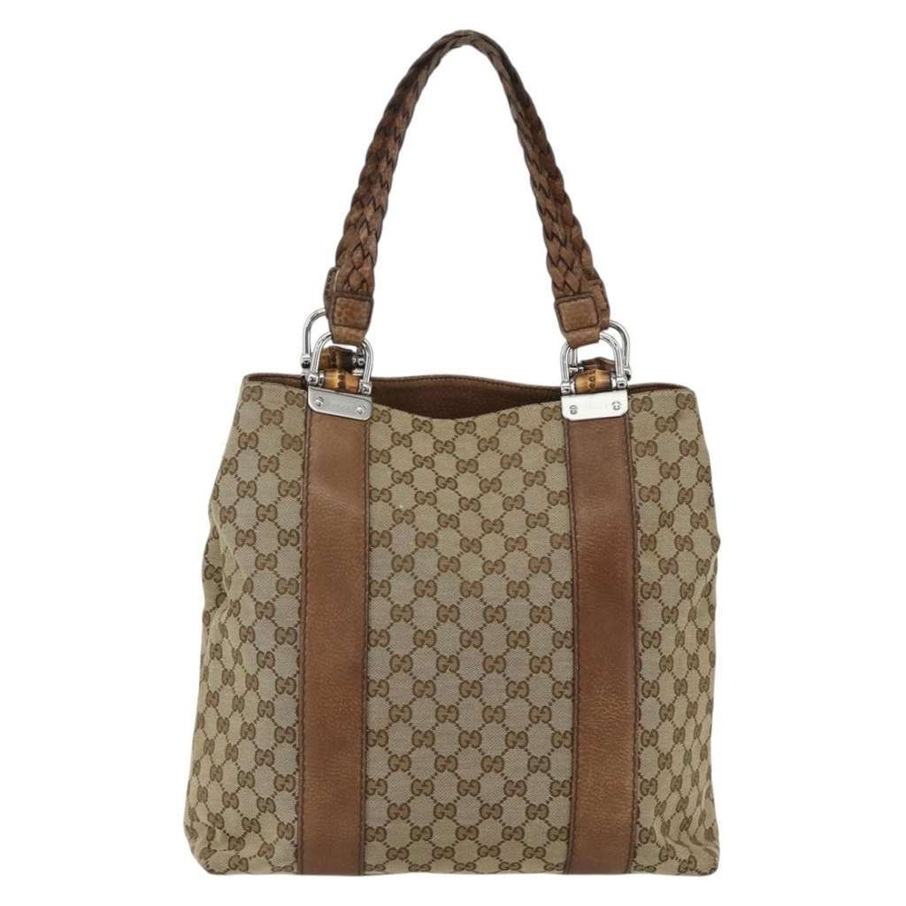 Gucci Bamboo Bar Tote Beige Canvas Good condition - Back View