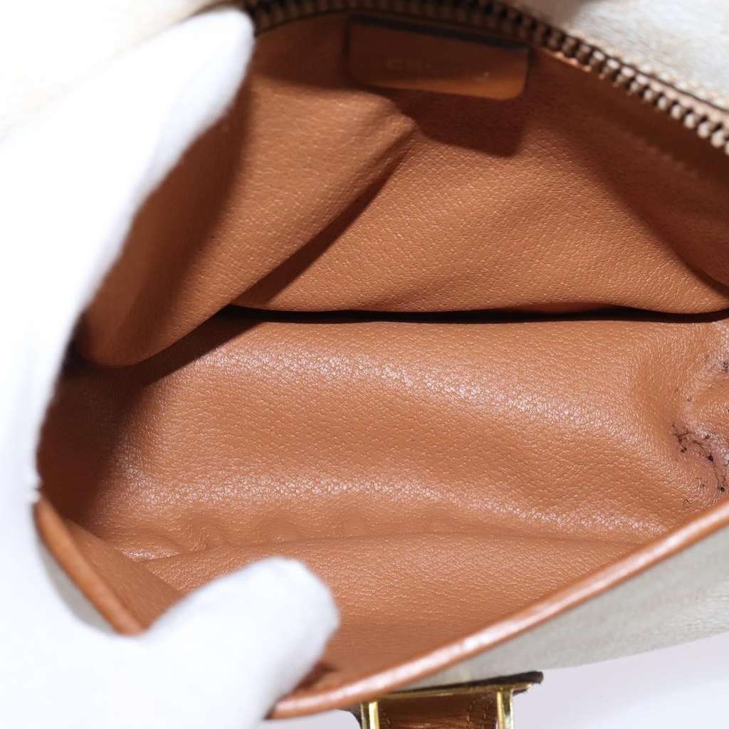 Celine Vintage Macadam Shoulder Bag Ecru Canvas Good condition - Box View