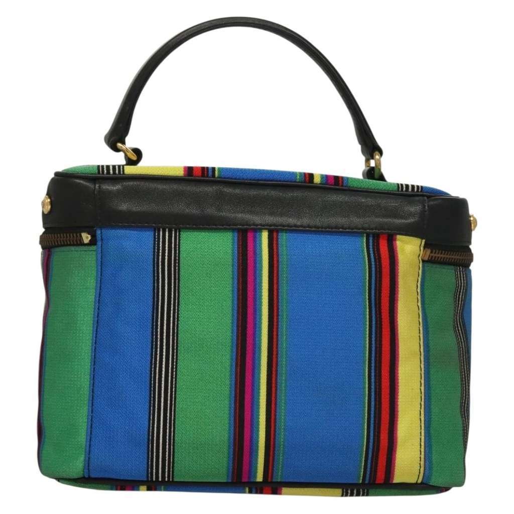 Versace Vanity Hand Bag Blue Canvas Good condition - Back View