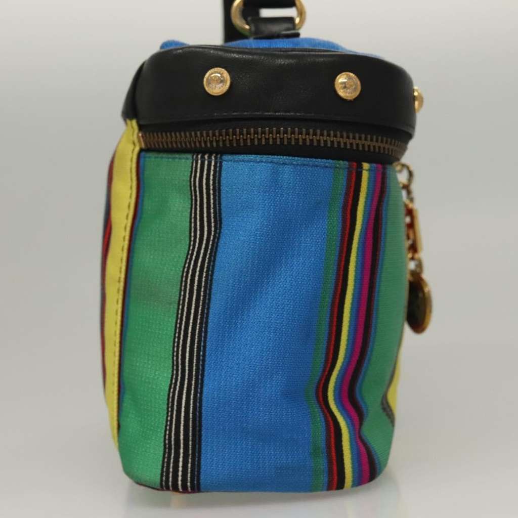 Versace Vanity Hand Bag Blue Canvas Good condition - Model View
