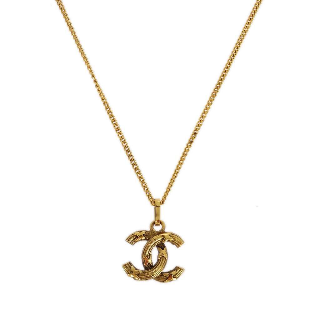 Chanel CC Logo Pendant Necklace Gold Good condition - Back View