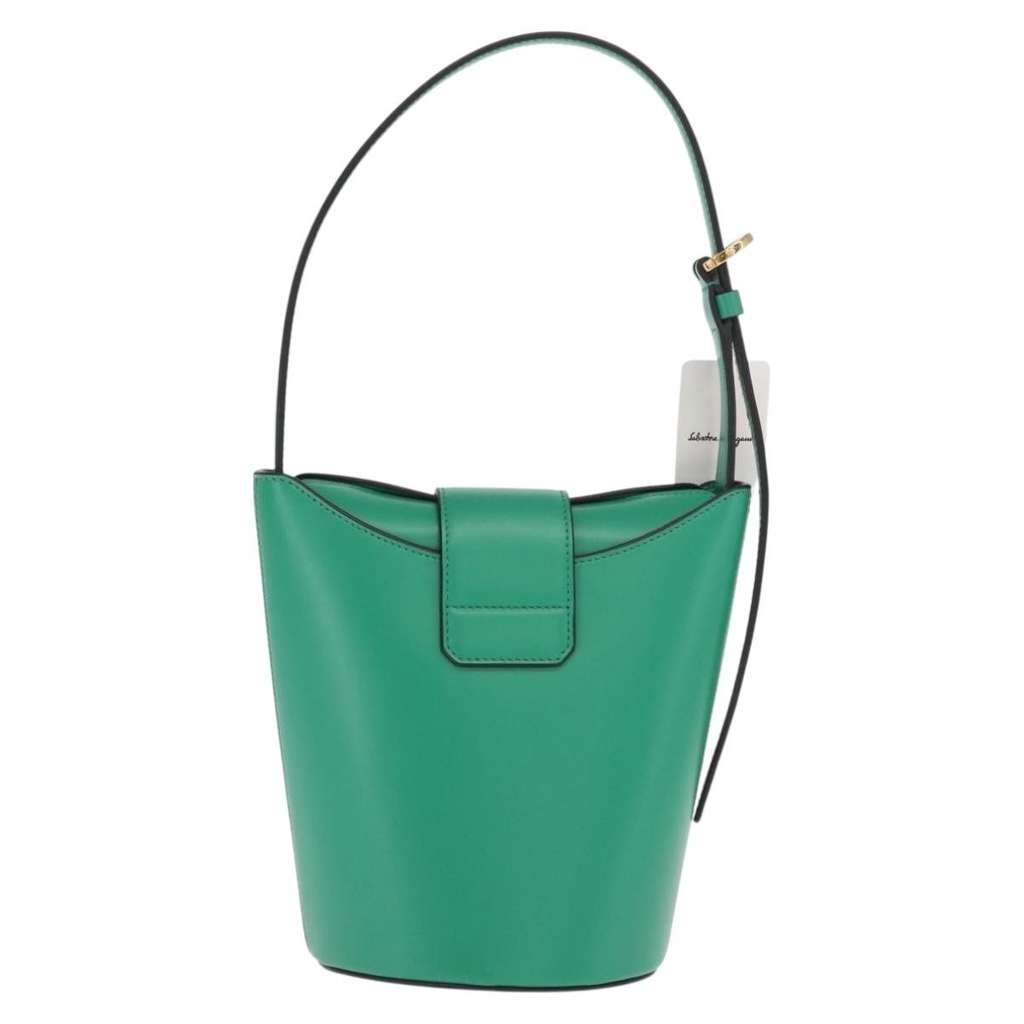 Salvatore Ferragamo Gancini handbag Green Leather Good condition - Back View