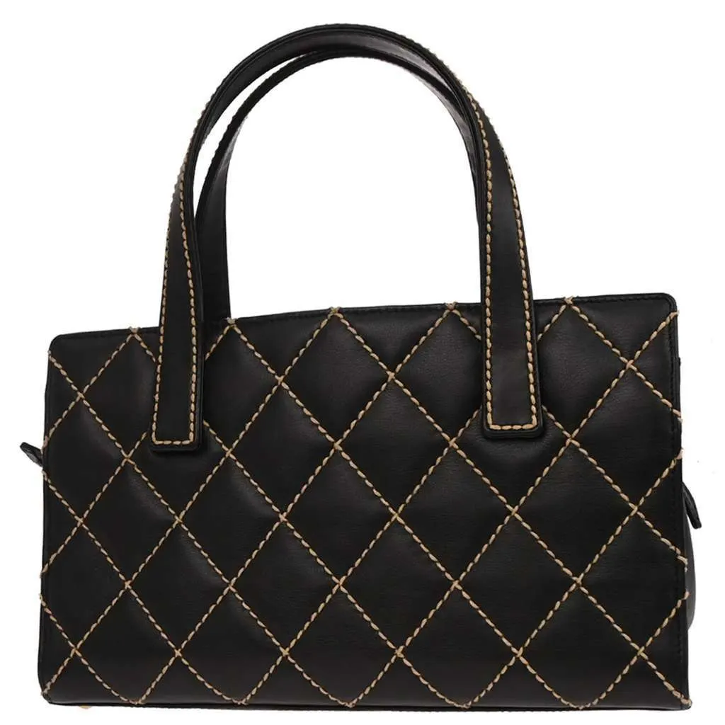 Chanel Surpique Tote Black Leather Good - Back View