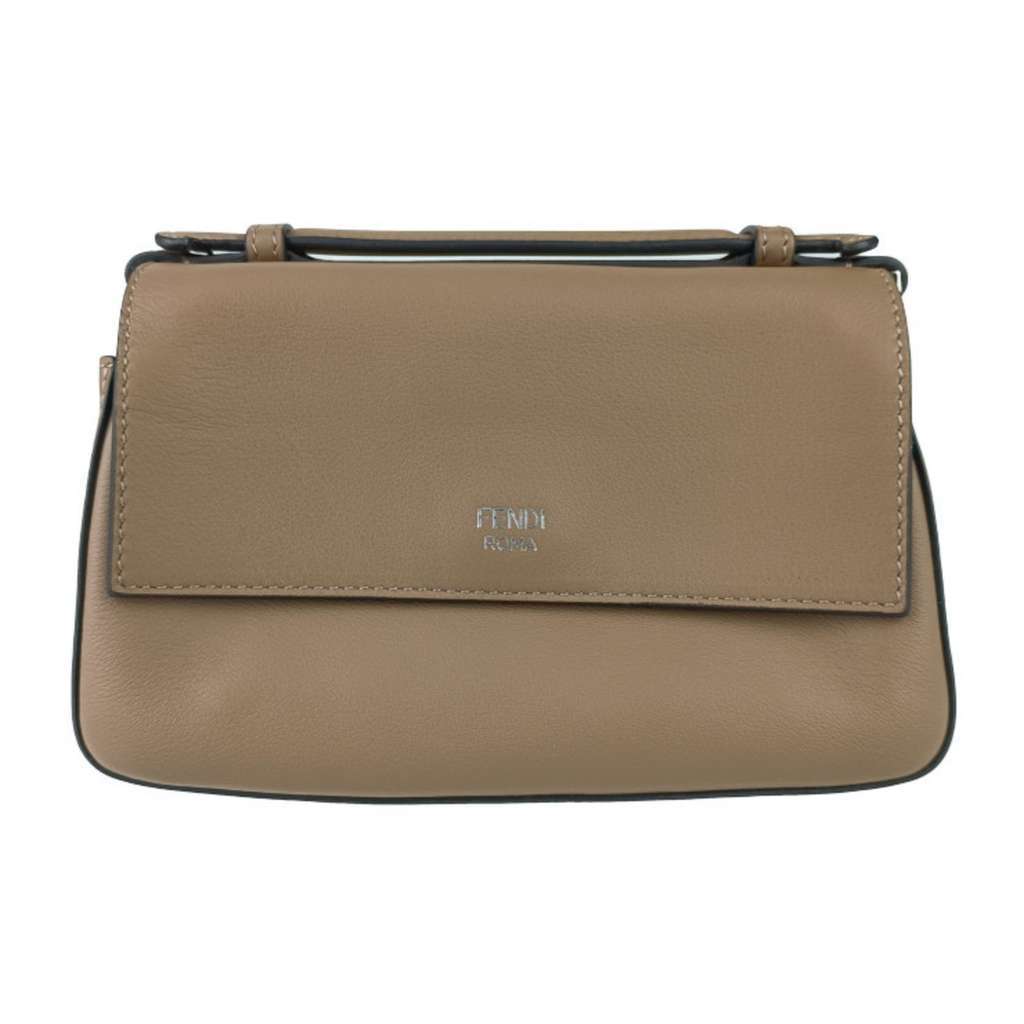 Fendi Chain Baguette Charm Bag Beige Leather Good condition - Back View